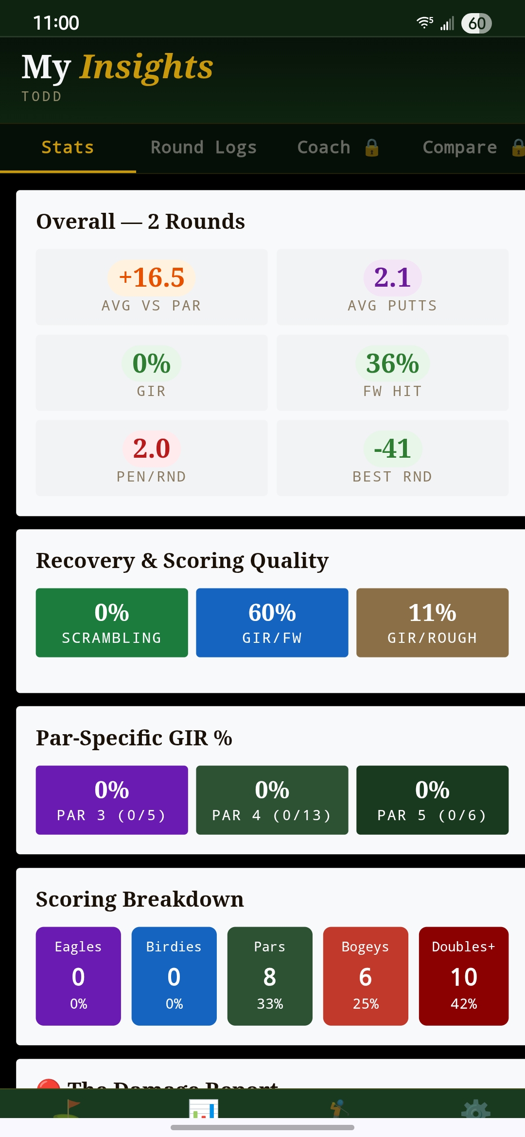 My Insights stats dashboard